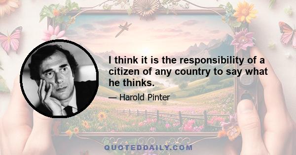 I think it is the responsibility of a citizen of any country to say what he thinks.