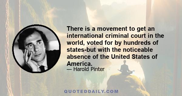 There is a movement to get an international criminal court in the world, voted for by hundreds of states-but with the noticeable absence of the United States of America.