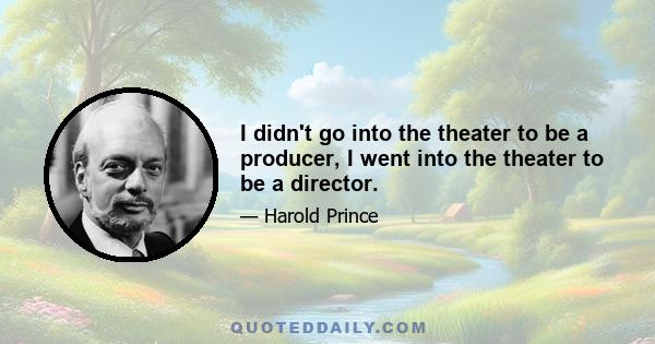 I didn't go into the theater to be a producer, I went into the theater to be a director.