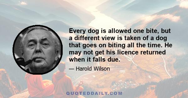 Every dog is allowed one bite, but a different view is taken of a dog that goes on biting all the time. He may not get his licence returned when it falls due.