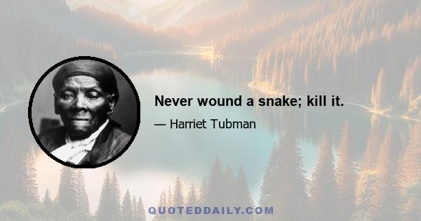 Never wound a snake; kill it.