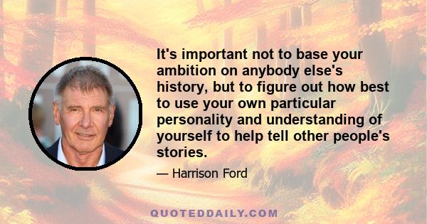 It's important not to base your ambition on anybody else's history, but to figure out how best to use your own particular personality and understanding of yourself to help tell other people's stories.