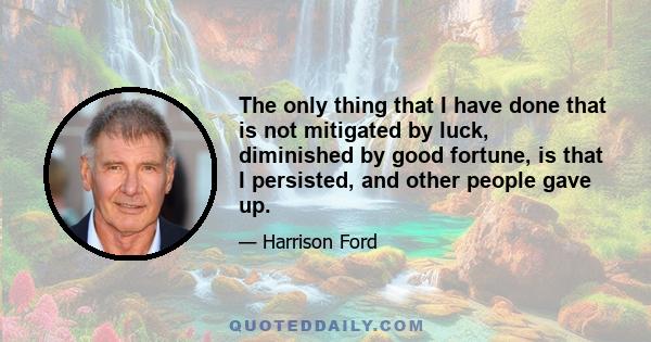 The only thing that I have done that is not mitigated by luck, diminished by good fortune, is that I persisted, and other people gave up.