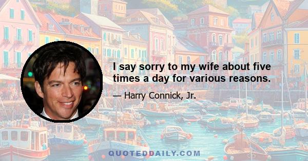 I say sorry to my wife about five times a day for various reasons.