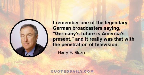 I remember one of the legendary German broadcasters saying, Germany's future is America's present, and it really was that with the penetration of television.