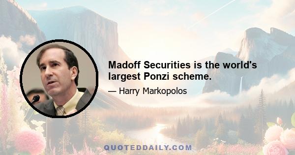 Madoff Securities is the world's largest Ponzi scheme.