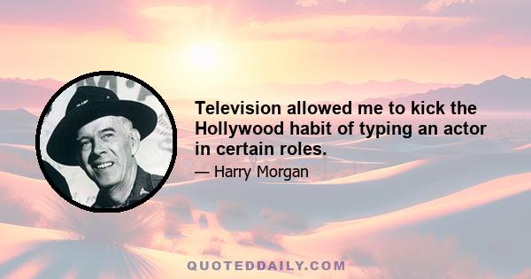 Television allowed me to kick the Hollywood habit of typing an actor in certain roles.