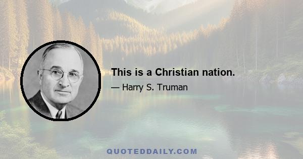 This is a Christian nation.