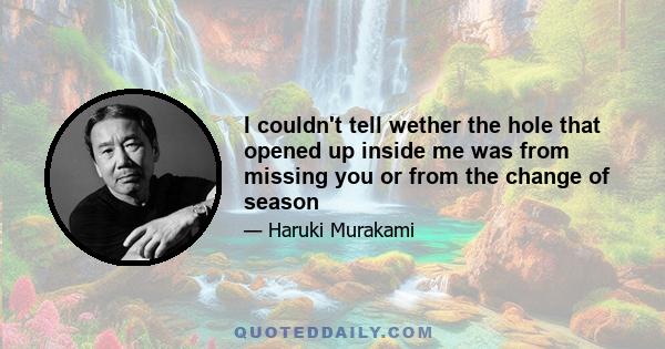 I couldn't tell wether the hole that opened up inside me was from missing you or from the change of season