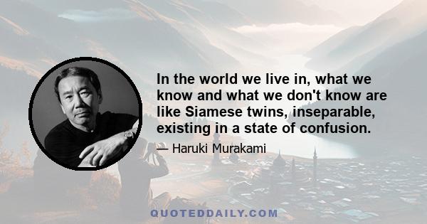 In the world we live in, what we know and what we don't know are like Siamese twins, inseparable, existing in a state of confusion.