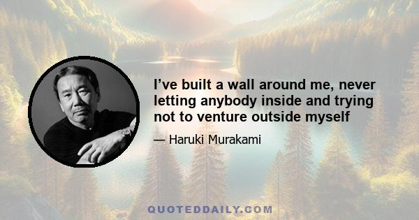 I’ve built a wall around me, never letting anybody inside and trying not to venture outside myself