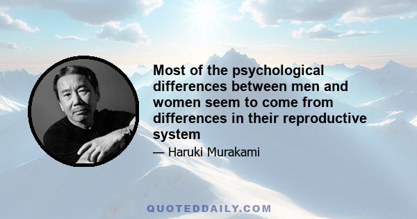 Most of the psychological differences between men and women seem to come from differences in their reproductive system