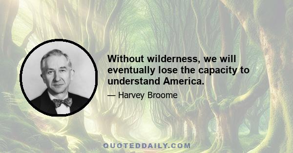 Without wilderness, we will eventually lose the capacity to understand America. 