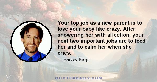 Your top job as a new parent is to love your baby like crazy. After showering her with affection, your next two important jobs are to feed her and to calm her when she cries.