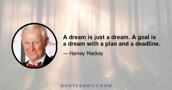 A dream is just a dream. A goal is a dream with a plan and a deadline.