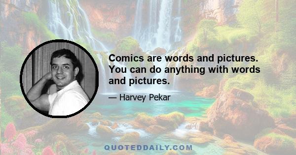 Comics are words and pictures. You can do anything with words and pictures.