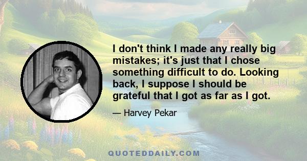 I don't think I made any really big mistakes; it's just that I chose something difficult to do. Looking back, I suppose I should be grateful that I got as far as I got.