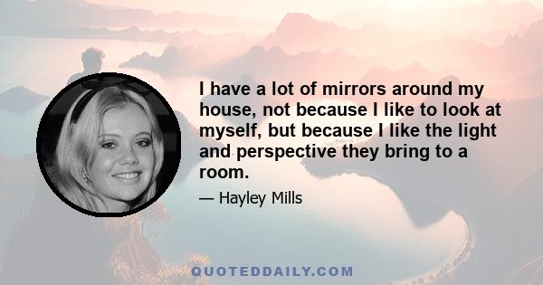 I have a lot of mirrors around my house, not because I like to look at myself, but because I like the light and perspective they bring to a room.