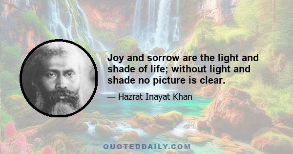 Joy and sorrow are the light and shade of life; without light and shade no picture is clear.