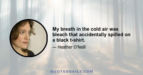 My breath in the cold air was bleach that accidentally spilled on a black t-shirt.