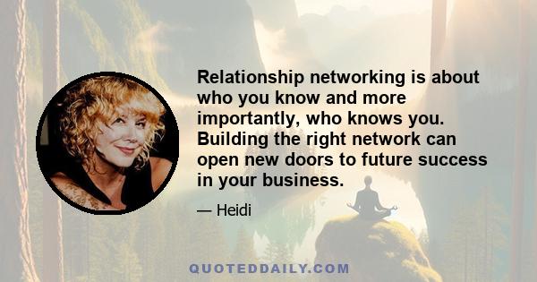 Relationship networking is about who you know and more importantly, who knows you. Building the right network can open new doors to future success in your business.