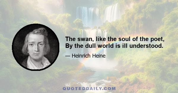 The swan, like the soul of the poet, By the dull world is ill understood.