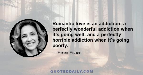 Romantic love is an addiction: a perfectly wonderful addiction when it's going well, and a perfectly horrible addiction when it's going poorly.