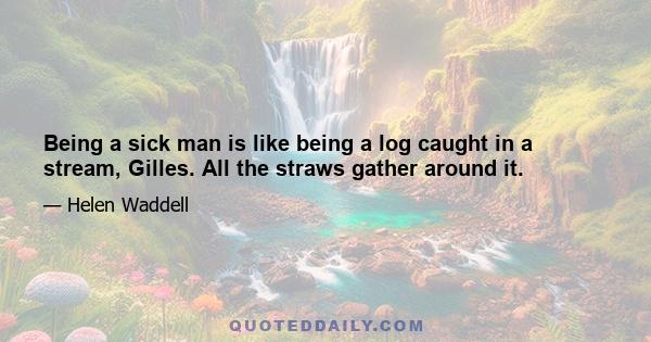 Being a sick man is like being a log caught in a stream, Gilles. All the straws gather around it.