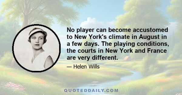 No player can become accustomed to New York's climate in August in a few days. The playing conditions, the courts in New York and France are very different.