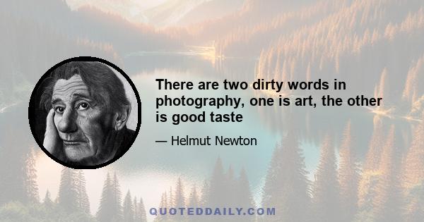 There are two dirty words in photography, one is art, the other is good taste