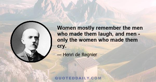 Women mostly remember the men who made them laugh, and men - only the women who made them cry.