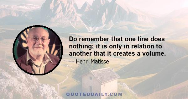 Do remember that one line does nothing; it is only in relation to another that it creates a volume.