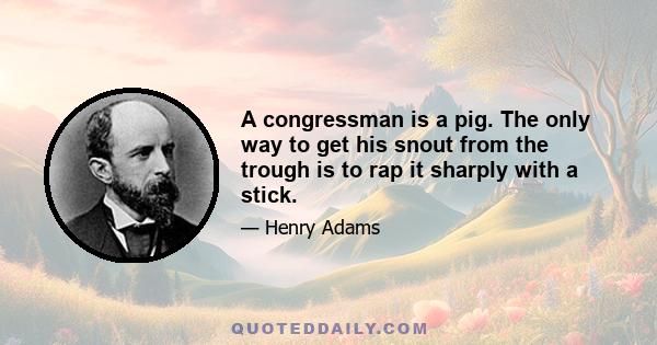 A congressman is a pig. The only way to get his snout from the trough is to rap it sharply with a stick.