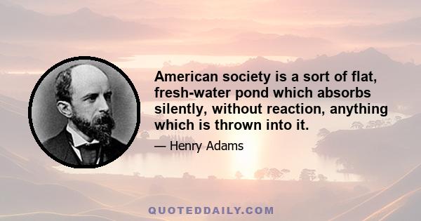 American society is a sort of flat, fresh-water pond which absorbs silently, without reaction, anything which is thrown into it.