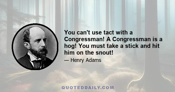 You can't use tact with a Congressman! A Congressman is a hog! You must take a stick and hit him on the snout!