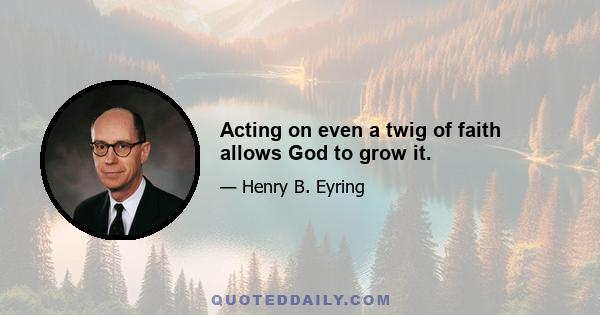 Acting on even a twig of faith allows God to grow it.