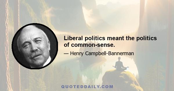 Liberal politics meant the politics of common-sense.