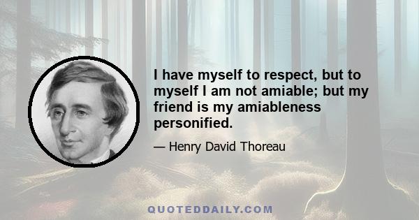 I have myself to respect, but to myself I am not amiable; but my friend is my amiableness personified.