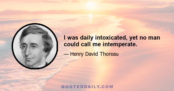 I was daily intoxicated, yet no man could call me intemperate.