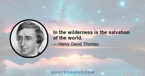 In the wilderness is the salvation of the world.