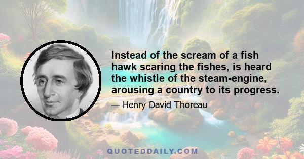 Instead of the scream of a fish hawk scaring the fishes, is heard the whistle of the steam-engine, arousing a country to its progress.