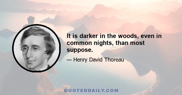 It is darker in the woods, even in common nights, than most suppose.