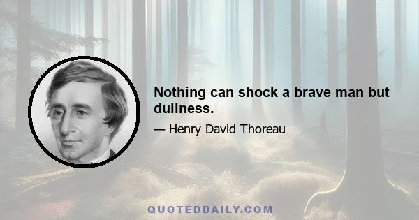 Nothing can shock a brave man but dullness.