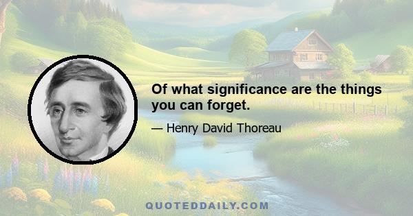 Of what significance are the things you can forget.