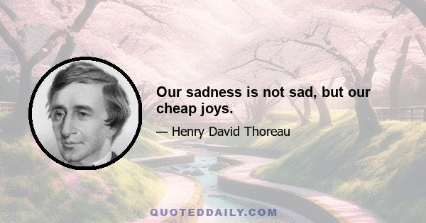 Our sadness is not sad, but our cheap joys.