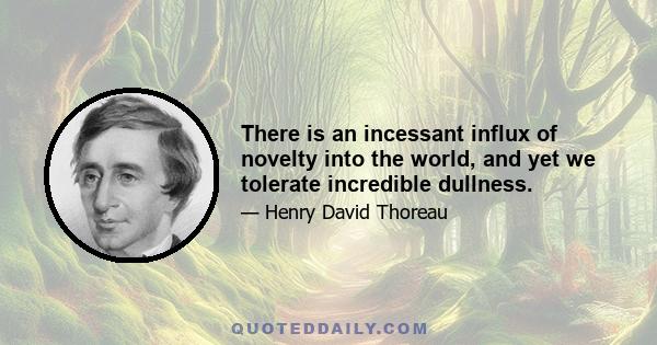 There is an incessant influx of novelty into the world, and yet we tolerate incredible dullness.