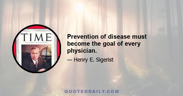 Prevention of disease must become the goal of every physician.