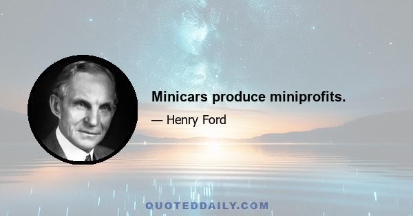 Minicars produce miniprofits.