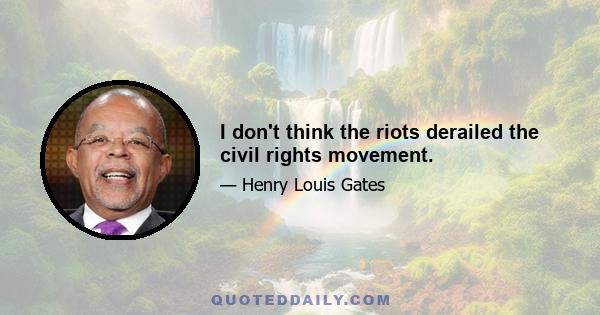 I don't think the riots derailed the civil rights movement.