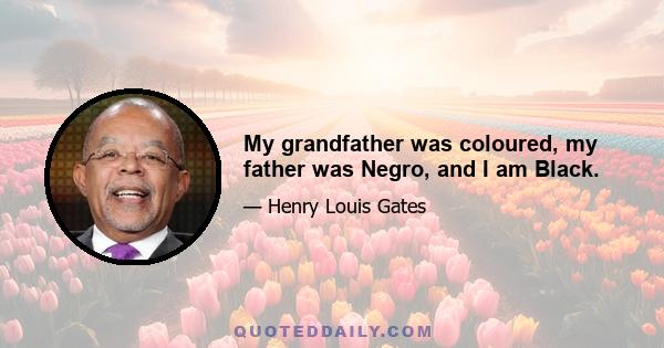 My grandfather was coloured, my father was Negro, and I am Black.